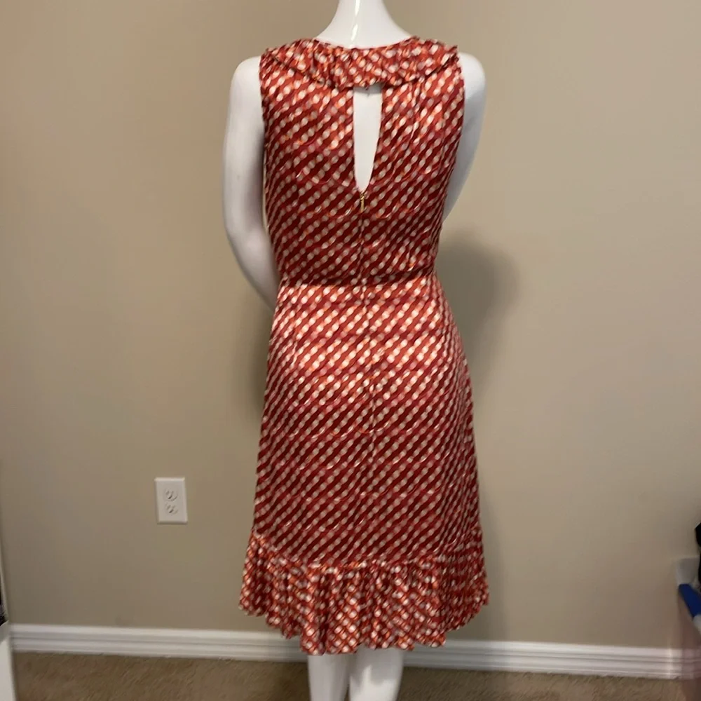 Tory Burch Janetta Silk Polka Dot Ruffle Dress 4 Asymmetric High Low Hem Keyhole